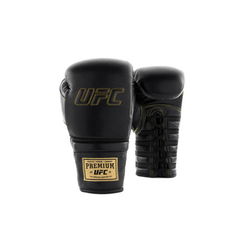 UFC PRO Prem Lace Up Gloves, Black - 10 oz
