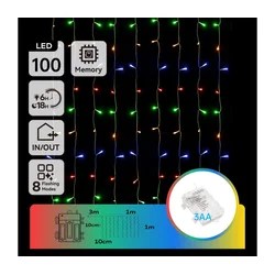 Aigostar - LED spoljašnja božićna girlanda 100xLED/8 funkcija 3xAA 4x1m IP44 višebojna