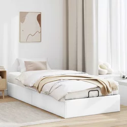 Vidaxl Otomanski posteljni okvir brez vzmetnice bel 100x200 cm