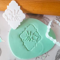 KREATIVNI SLATKIŠI Modla za kolače i ukrase Mr&Mrs reljefna, 7 cm, Bela