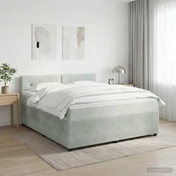 Boxspring krevet s madracem Svjetlosiva 140 x 190 cm Baršun Zelena