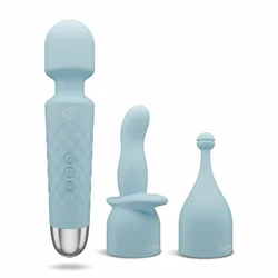 EasyToys Mini Wand Vibrator Blue - 18 Modes, USB Rechargeable, Silicone 321675