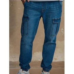 Sinsay - Cargo jogger pantalone - plavi džins