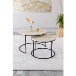 Hanah Home Milas set klub stolova, crna / travertin