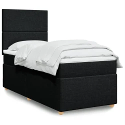 vidaXL Box spring postelja z vzmetnico črna 90x200 cm blago