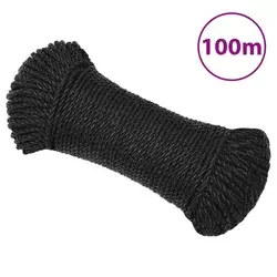 Radno uže crno 8 mm 100 m od polipropilena