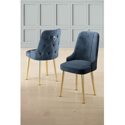 Hanah Home Set stolica Newa, 46x94x46 cm, 2 komada, Zlatno-plave boje