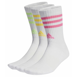 Čarape za tenis Adidas 3-Stripes Cushioned Crew Socks 3P - white/lucid lemon/lucid orange/lucid