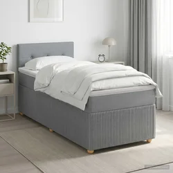 vidaXL Postelja boxspring z vzmetnico Svetlo siva 100 x 200 cm Blago
