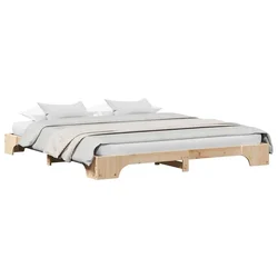 Vidaxl Konstrukcija postelje Naravna 200 x 200 cm Masivno borovo les