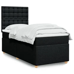 Vidaxl Box spring postelja z vzmetnico črna 90x200 cm blago