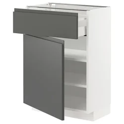 METOD / MAXIMERA Podni element s fiokom/vratima, bela/Voxtorp tamnosiva, 60x37 cm