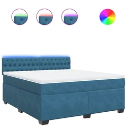 Vidaxl Box spring postelja z vzmetnico modra 180x200 cm žamet