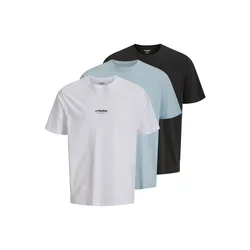 JACK & JONES Majica JJESOHO pastelno modra/črna/bela