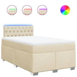 Vidaxl Box spring postelja z vzmetnico krem 120x200 cm blago