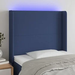 shumee vidaXL LED posteljno vzglavje modro 103x16x118/128 cm blago