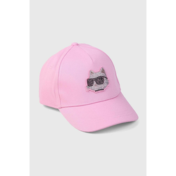 Otroška bombažna bejzbolska kapa Karl Lagerfeld roza barva