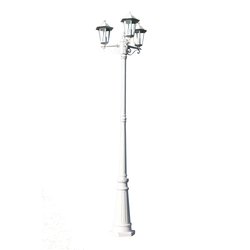 Vrtna stupna svjetiljka 3-lanterne 215 cm bijela