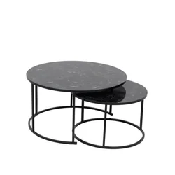 Sto klubski set crni mermer 80x80x50+60x60x45cm