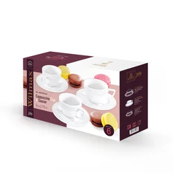 Set 6 Skodelic in Podstavkov za Kapučino Julia, Porcelan, 170ml