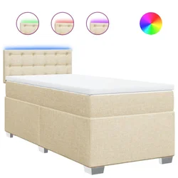 Vidaxl Box spring postelja z vzmetnico krem 80x200 cm blago