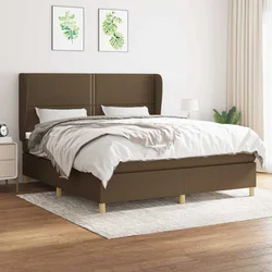Den Box spring postelja z vzmetnico temno rjava 180x200 cm blago
