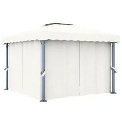 Sjenica sa zastorom 3 x 3 m krem bijela aluminijska