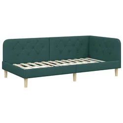 Vidaxl Kotna postelja Temno zelena 90 x 200 cm blago