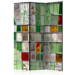 artgeist Paravan Emerald Stained Glass, 3-Delni, Dvostranski