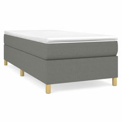 Vidaxl Box spring posteljni okvir temno siv 90x200 cm blago