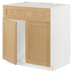 METOD Pod.elem.sudop. i 2vrata/front, bela/Forsbacka hrastovina, 80x60 cm