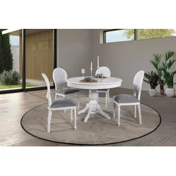 Hanah Home Trpezarijski sto na razvlačenje i stolice Albero151, 118-158 cm, 4 stolice, Beli