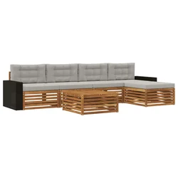 Set vanjskih sofa 6 pcs Prirodna i svjetlosiva 79 x 79 x 37 cm