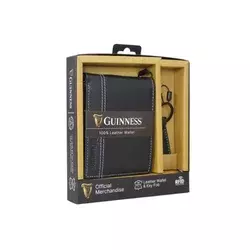 Guiness Gift box: novčanik muški kožni 120x90x20 mm i kožni privezak GS01 crna ( 16NMBGS01B )