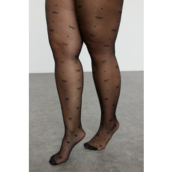 Trendyol Curve Black 15 Denim 2 Pack Minimal Bow Patterned Plus Size Pantyhose