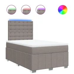 Vidaxl Box spring postelja z vzmetnico taupe 120x200 cm blago