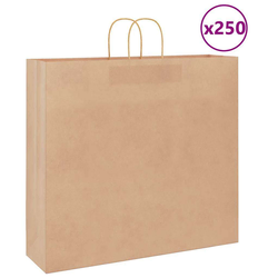 Papirnate vrećice 250 kom s ručkama smeđe 54x15x49 cm