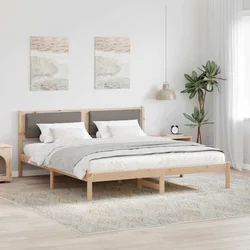 Krevetna konstrukcija s uzglavljem Sivo-smeđa 200 x 200 cm
