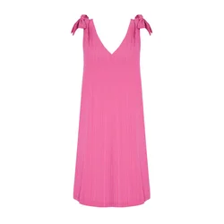 Trendyol Fuchsia Plain Relaxed Mini Woven 99% Polyester,1% Elastane Dress