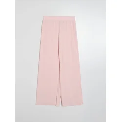 Sinsay - Rebraste wide leg pantalone sa elastičnim pojasom - pastelno roze