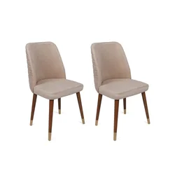 Hanah Home Set 2 trpezarijske stolice Krem-Zlatni