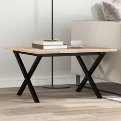 Stolić za kavu X-oblika 60x60x40 cm borovina i čelik