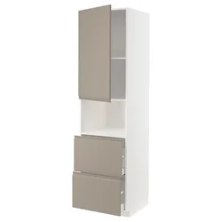 METOD / MAXIMERA Vis.elem.mikrotal. s vratima/2fioke, bela/Upplöv tamnobež, mat, 60x60x220 cm