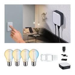 Paulmann Smart Home Set ZigBee 4x E27 7W LED žarnica CCT - Steklo