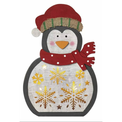 EMOS LED božićni pingvin drveni, 30 cm, 2 × AAA, toplo bijeli, timer