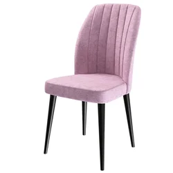 Hanah Home set trpezarijskih stolica Etra 8 kom, roze tkanina Jerry, crne drvene noge