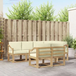 Set vanjskih sofa s jastukom 7 pcs Bijela i krem Poliester