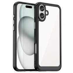 Hibriden ovitek Frame Shield za iPhone 16 Plus - črn