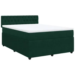 Vidaxl Box spring postelja z vzmetnico temno zelena 140x200 cm žamet