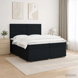vidaXL Postelja boxspring z vzmetnico Črna 200 x 200 cm Blago